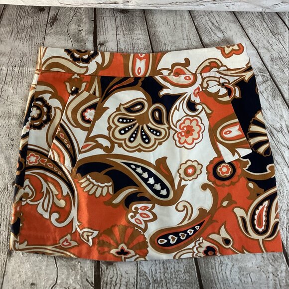 J.Crew Dresses & Skirts - J.Crew Womens Sz 4 Mini Skirt Paisley Floral Cotton A-Line Pockets Bohemian Boho